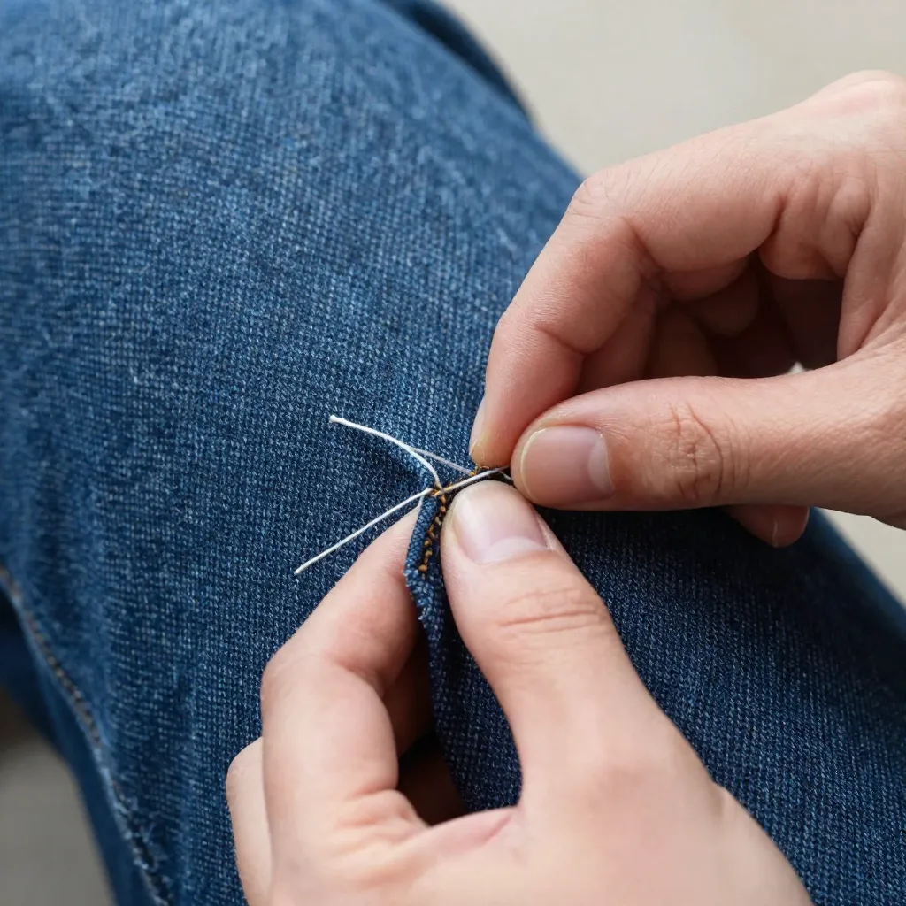 Naturlig bild av sashiko-reparation